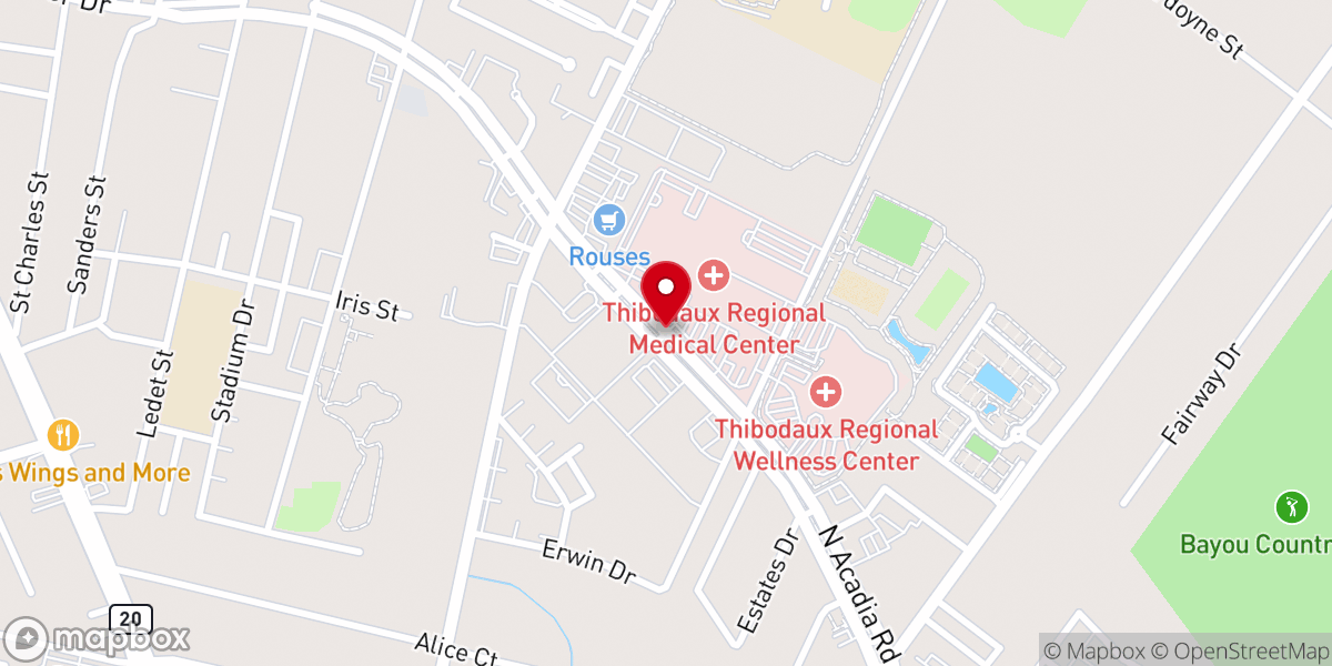 Map showing location of Lafourche parish medical society