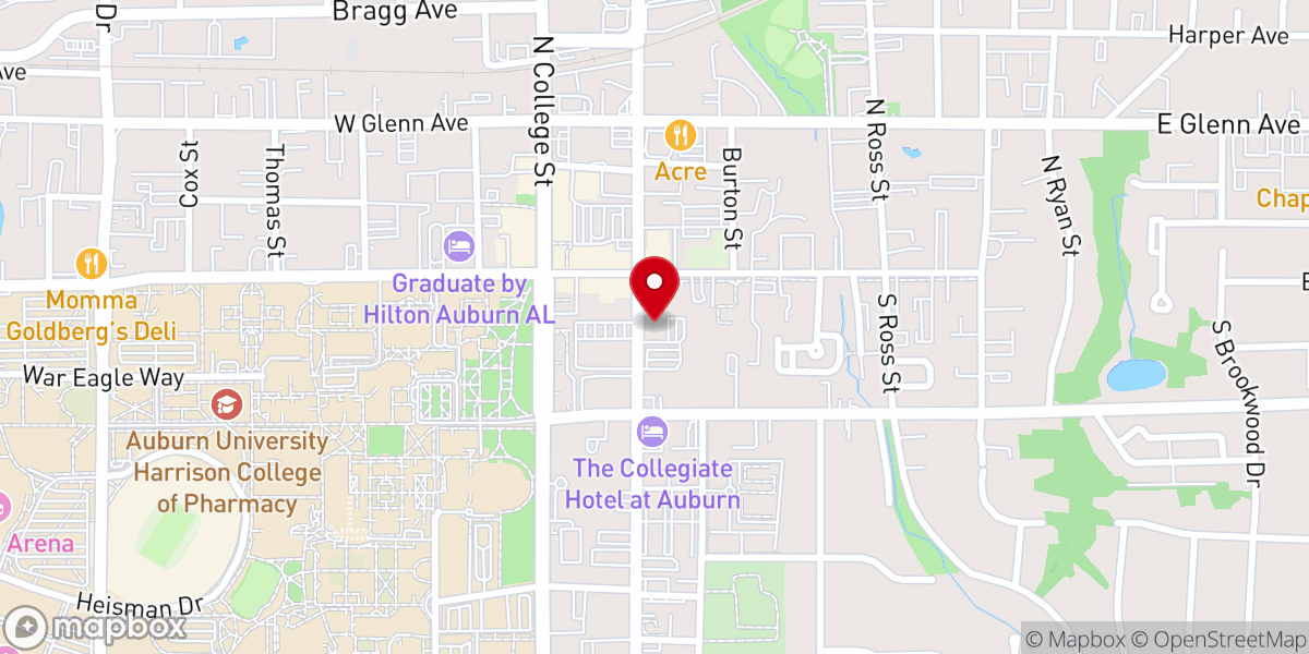 Map showing location of Auburn Wesley Foundation