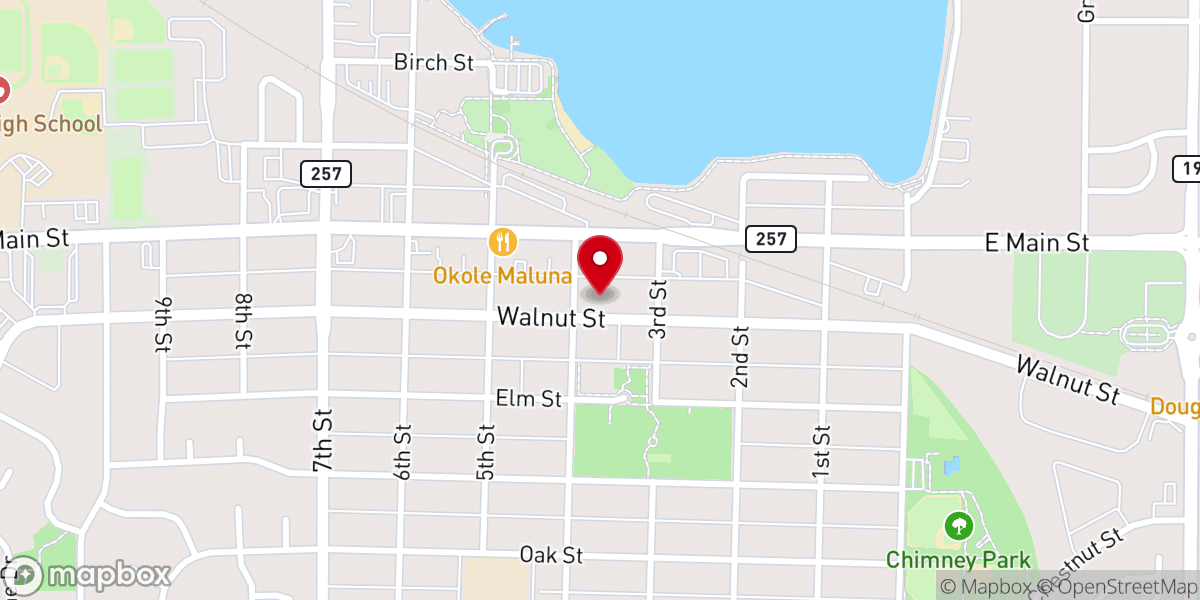 Map showing location of Bethel Lutheran Church