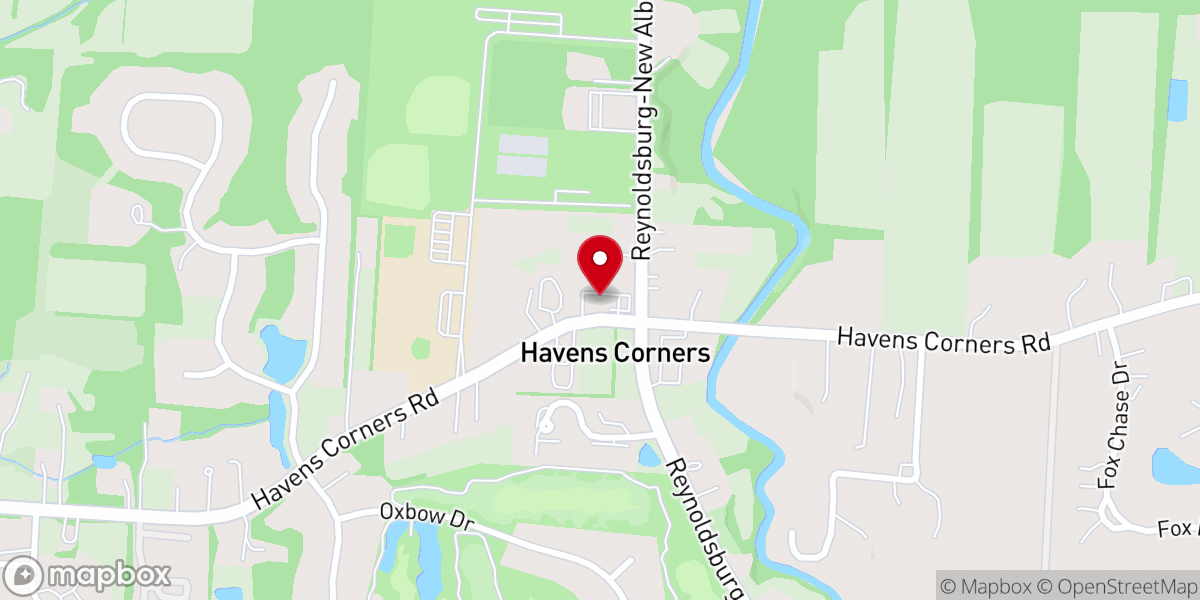 Map showing location of Havens Corners Church