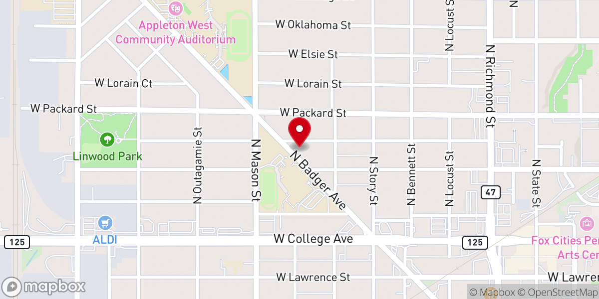 Map showing location of Olive Branch Fellowship of Fox Valley