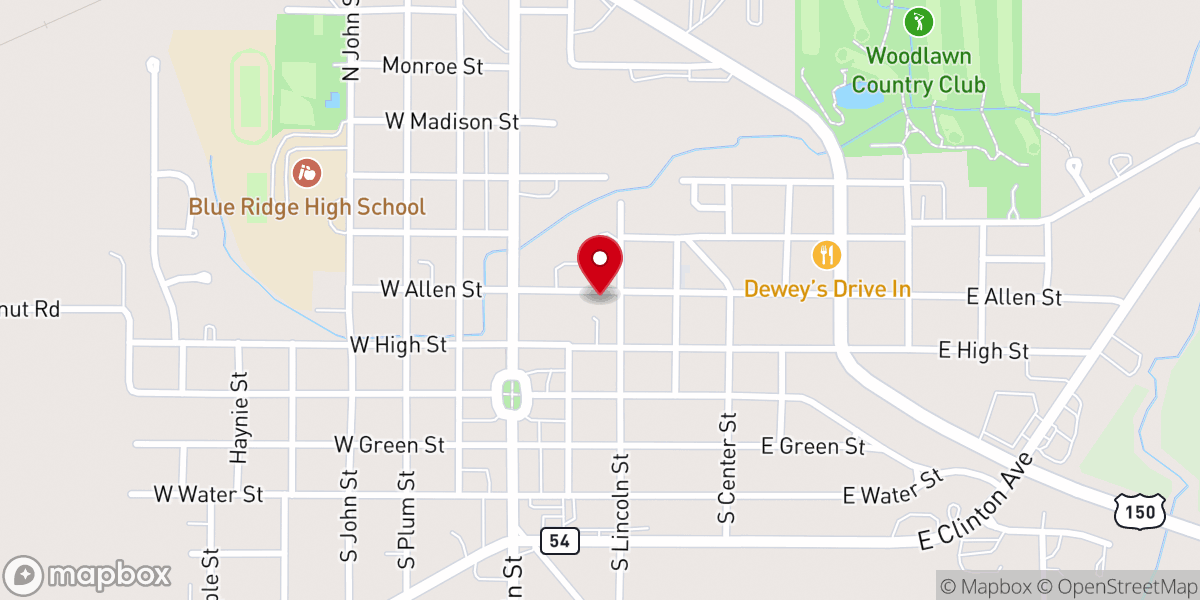 Map showing location of First Baptist Church of Farmer City