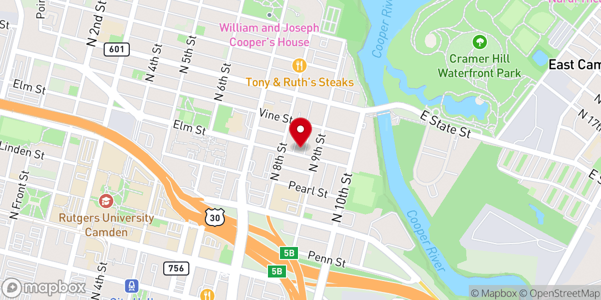 Map showing location of Camden Bible Tabernacle