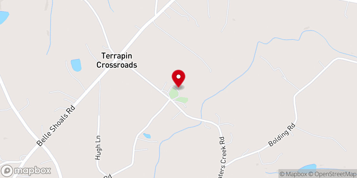 Map showing location of Prater's Creek Baptist Church