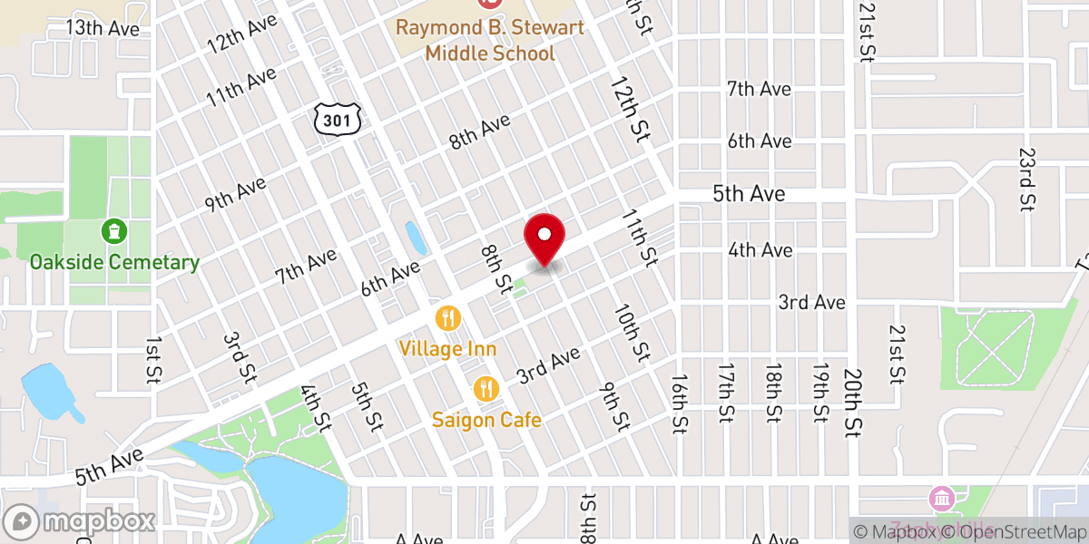 Map showing location of Zephyrhills Brewing Company - ZBC
