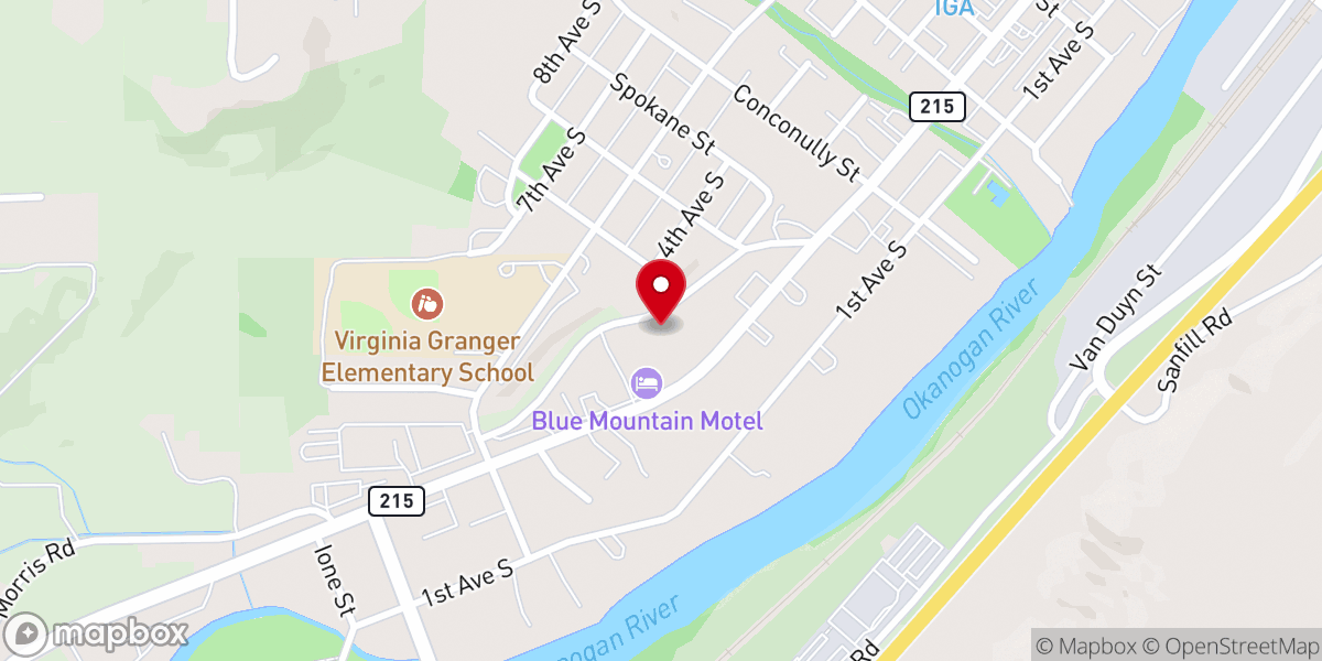Map showing location of Okanogan United Methodist Church