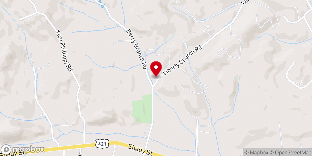 Map showing location of Liberty Christian Church