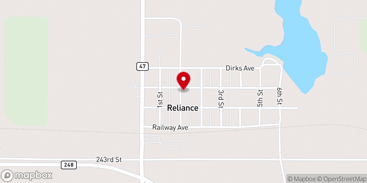 Map showing location of Reliance Methodist Church