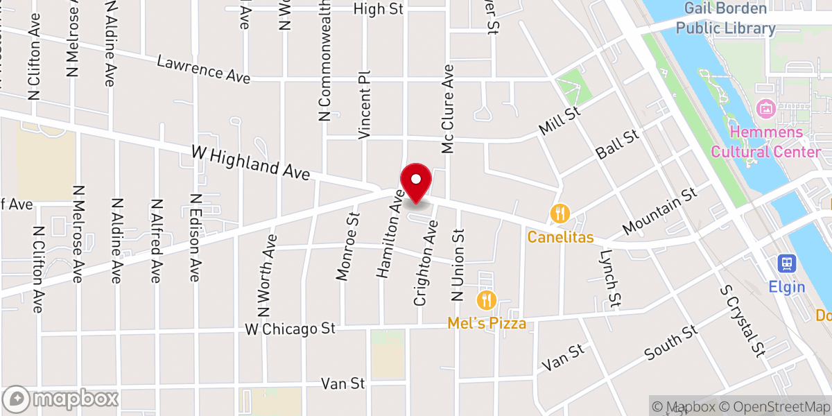 Map showing location of Highland Avenue Church of the Brethren