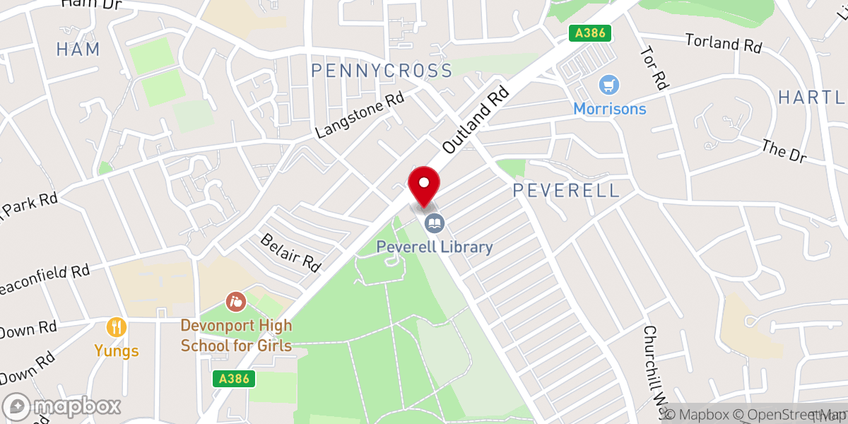 Map showing location of Hope Baptist Church