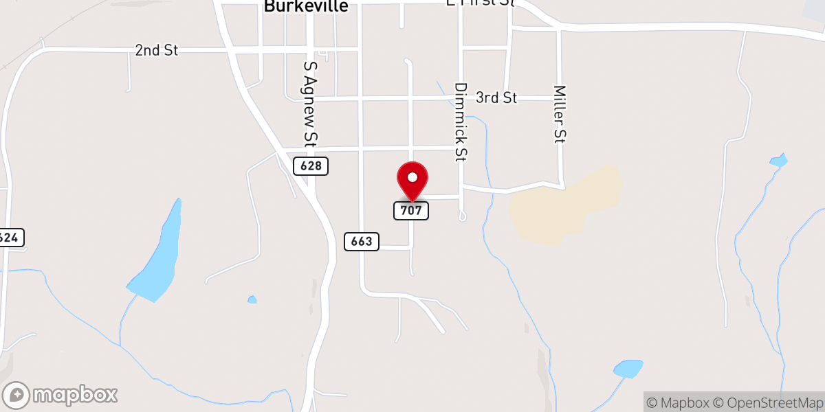 Map showing location of Yielding Zion Church
