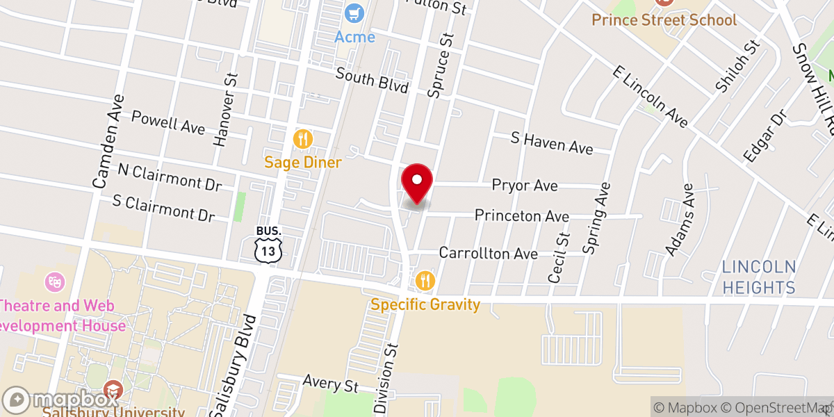 Map showing location of South Salisbury Baptist Church