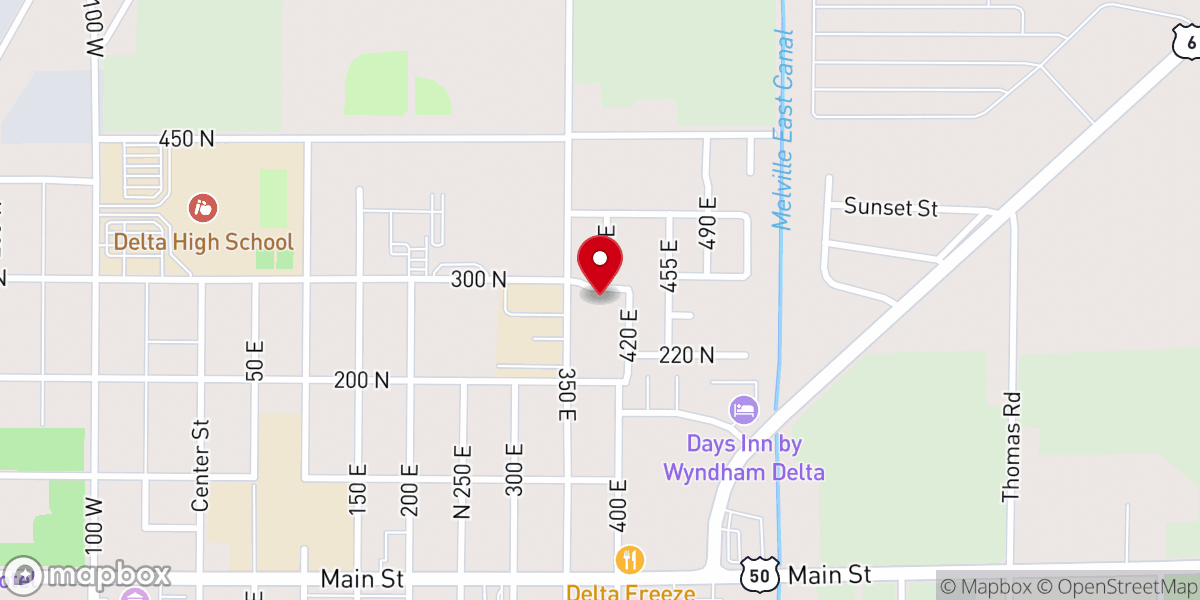 Map showing location of Delta Foursquare Church
