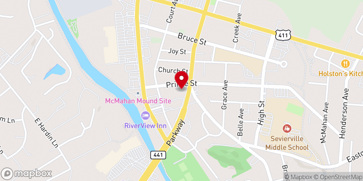 Map showing location of First Chilhowee Church