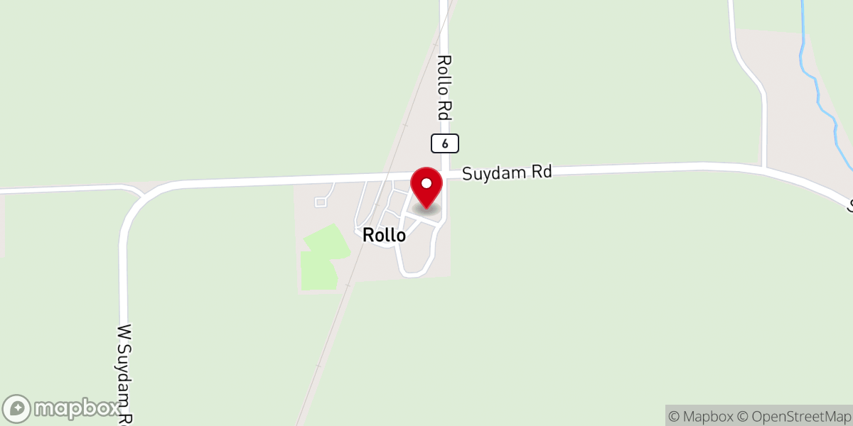 Map showing location of Rollo Congregational United Church of Christ
