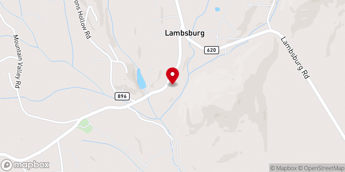 Map showing location of Lambsburg Baptist Church