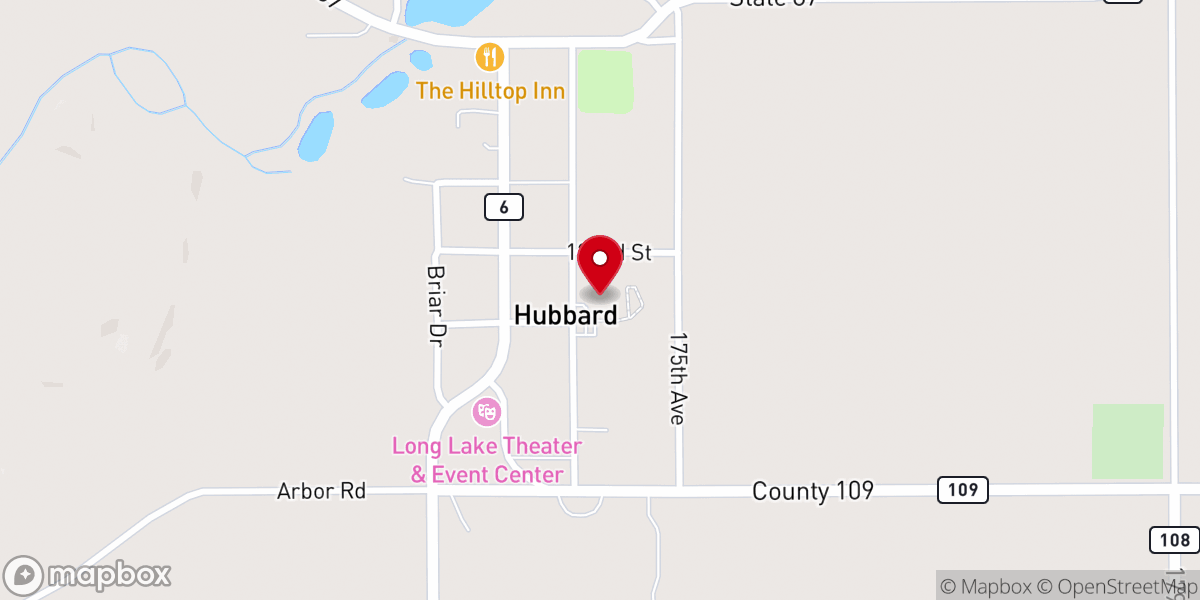 Map showing location of Hubbard United Methodist Church