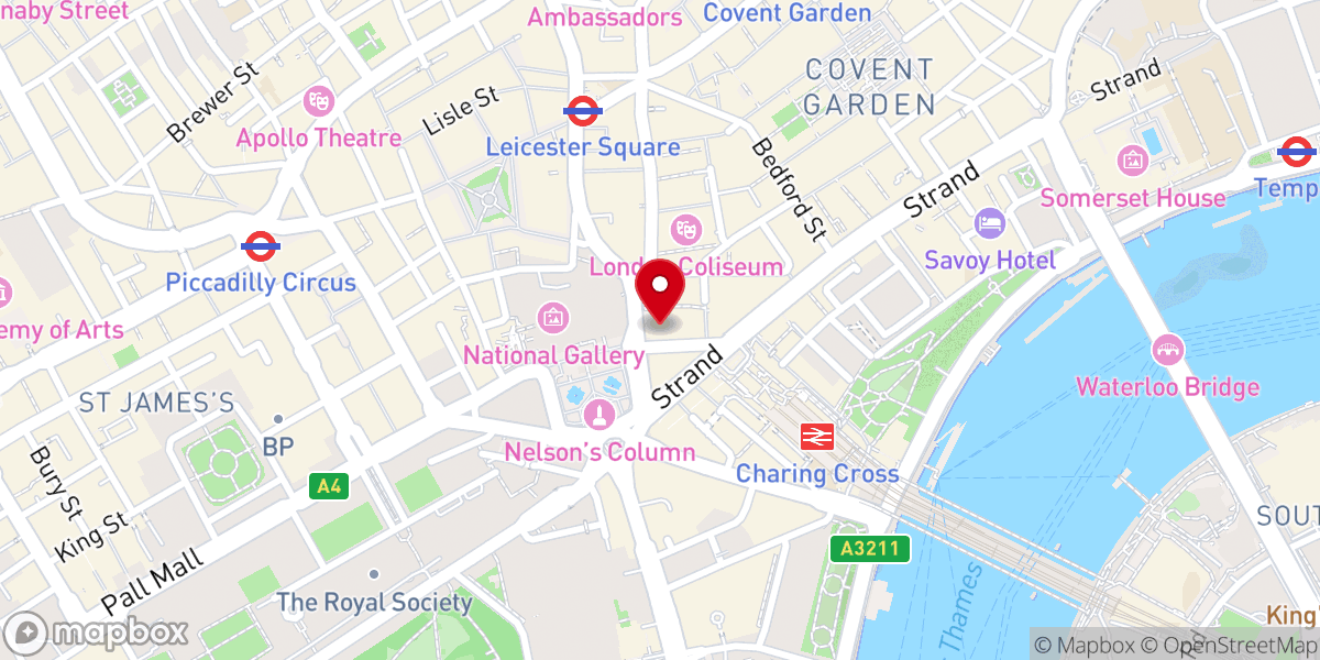 Map showing location of St Martin-in-the-Fields Church | London
