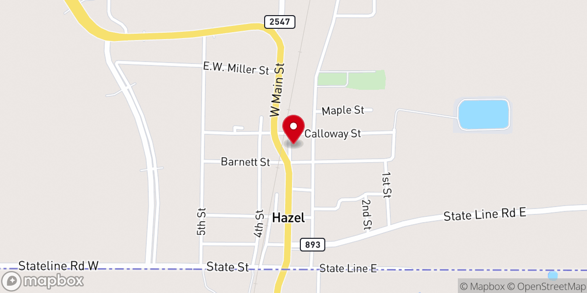 Map showing location of Hazel United Methodist Church