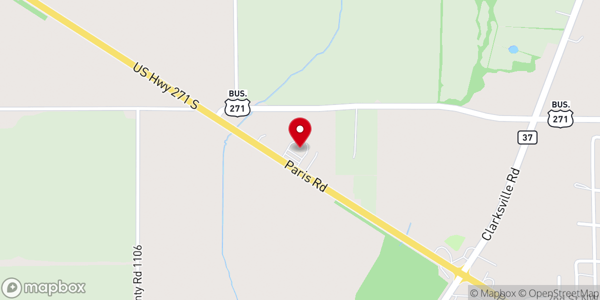 Map showing location of Bogata Missionary Baptist Church