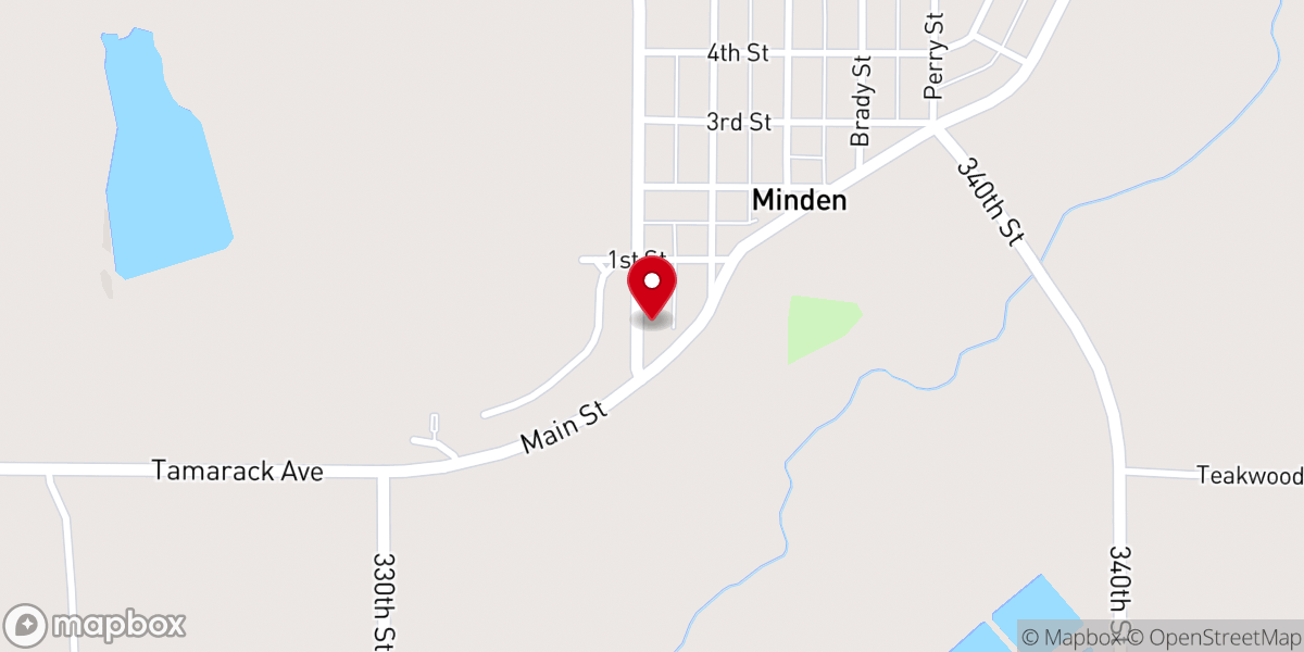 Map showing location of Minden United Church of Christ