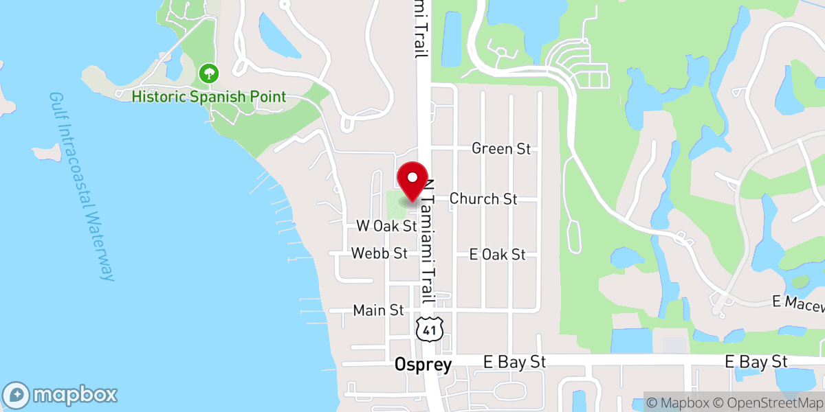 Map showing location of First Baptist Church of Osprey