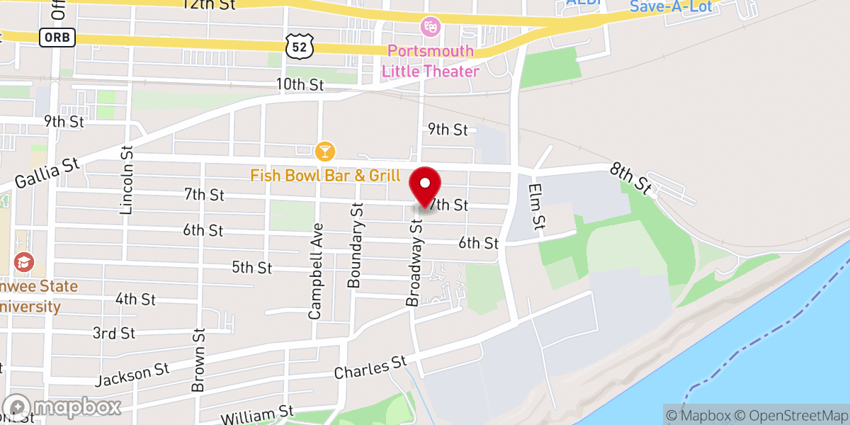 Map showing location of 7th Street Christian Baptist Church