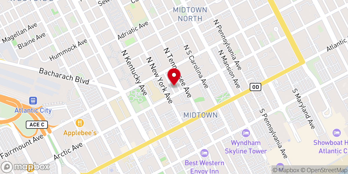 Map showing location of Second Baptist Church