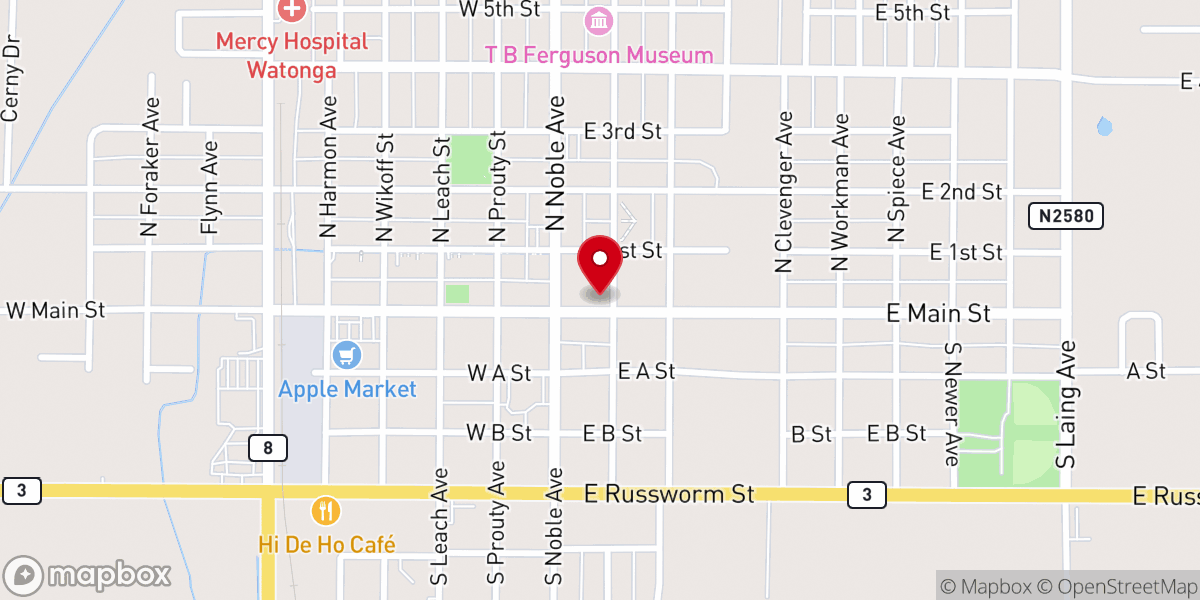 Map showing location of Templo de Alabanza Watonga
