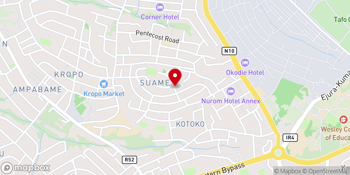 Map showing location of Holy Rosary Catholic Church, Suame