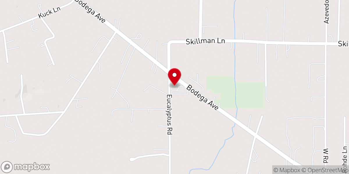 Map showing location of Portuguese Hall of Petaluma
