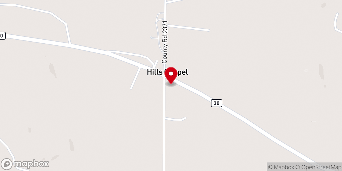 Map showing location of Hills Chapel Church of Christ