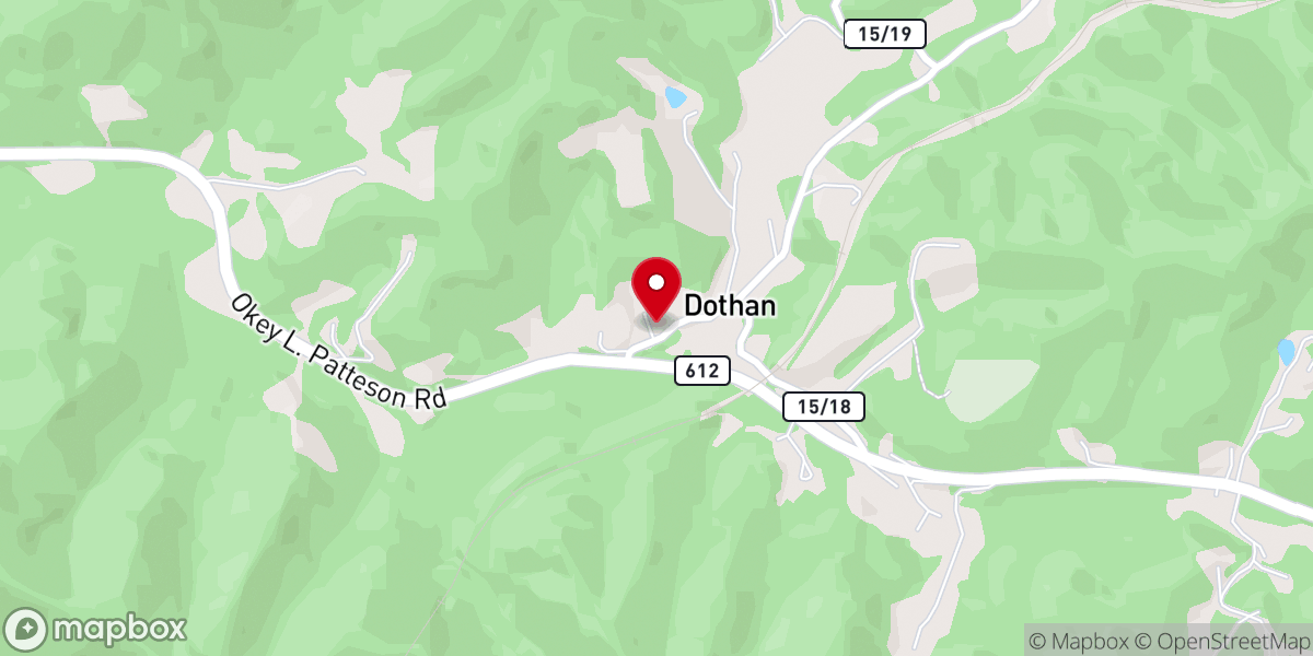 Map showing location of Dothan Missionary Baptist Church