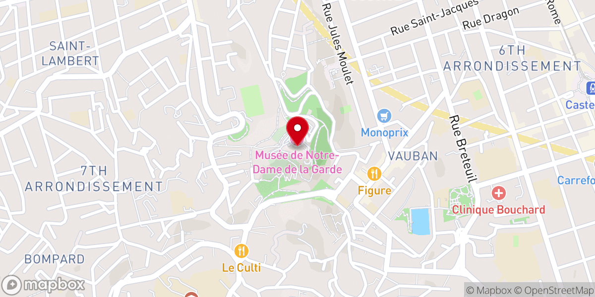 Map showing location of Basilique Notre-Dame de la Garde
