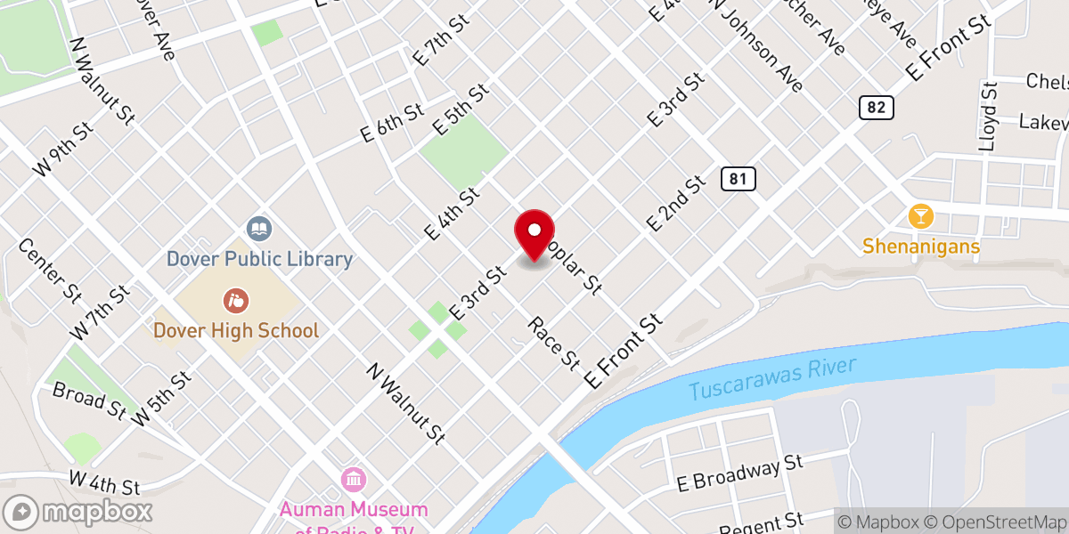 Map showing location of Dover Alliance Church