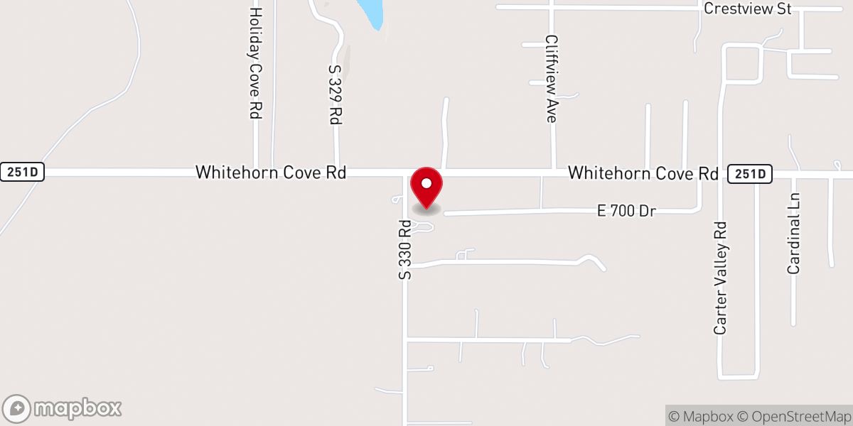 Map showing location of Twin Oaks Baptist Church