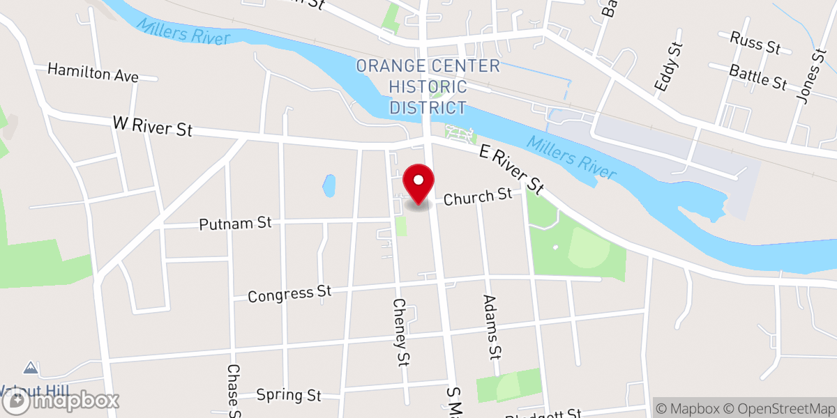 Map showing location of Orange United Methodist Church
