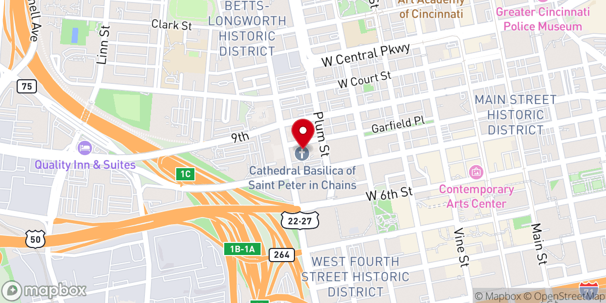 Map showing location of Saint Peter Church