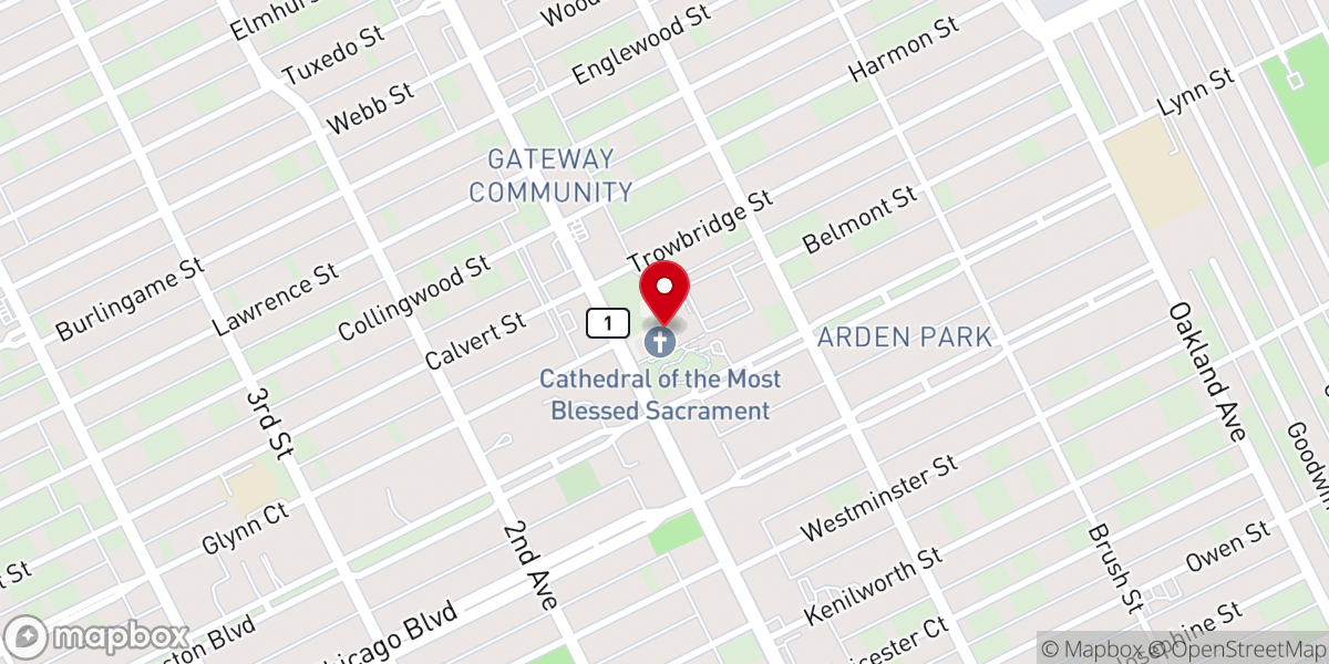 Map showing location of Cathedral of the Most Blessed Sacrament