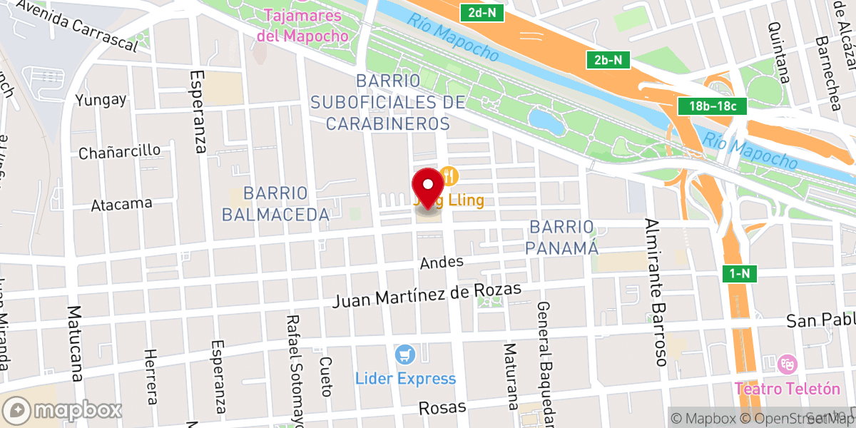 Map showing location of Iglesia de Nuestra Señora del Rosario de Andacollo