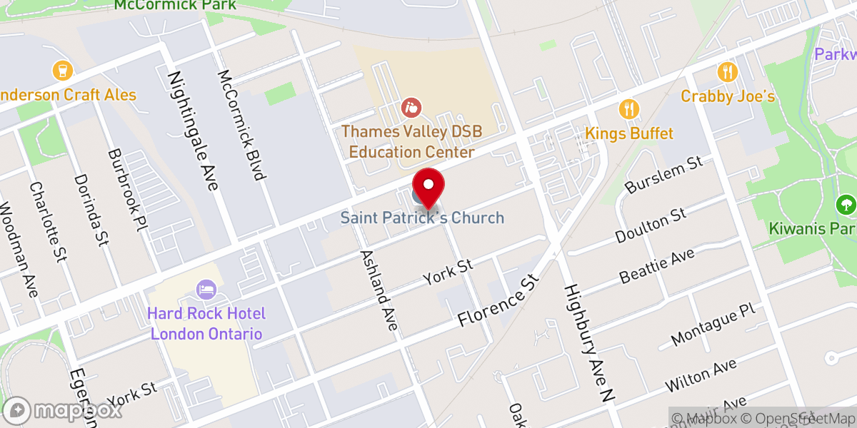 Map showing location of Saint Patrick's Parish Hall and Community Centre