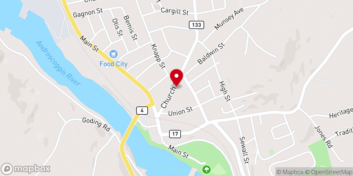 Map showing location of First Baptist Church Livermore Falls