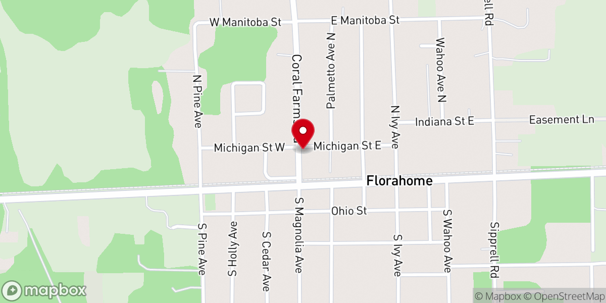 Map showing location of First Methodist Church of Florahome