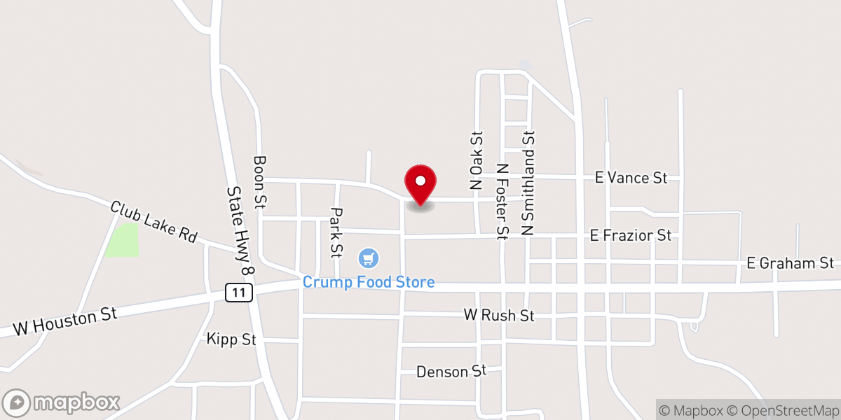 Map showing location of Pinecrest Baptist Church
