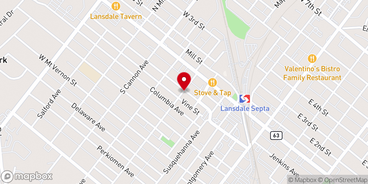 Map showing location of Lansdale Nazarene Church
