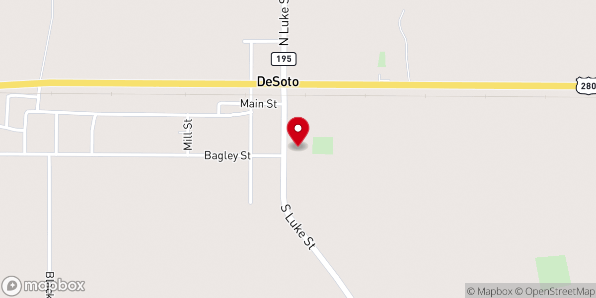 Map showing location of De Soto Church