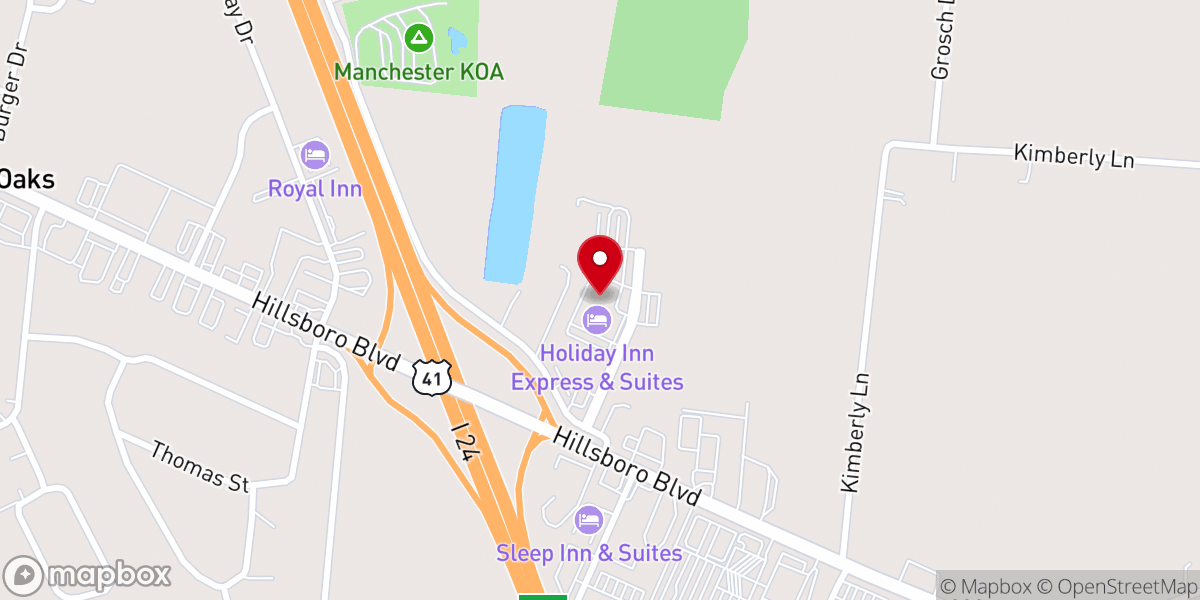 Map showing location of Manchester Event & Visitor Center