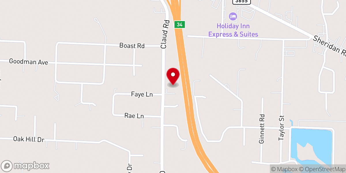 Map showing location of Claud Road Baptist Church