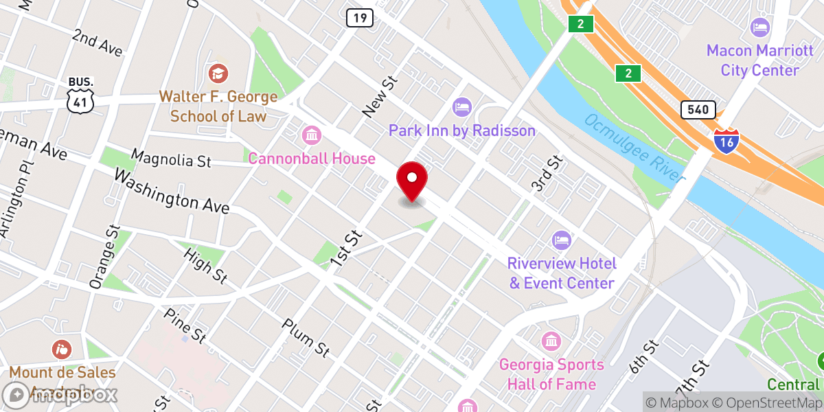 Map showing location of First Presbyterian Church Macon (PCA)