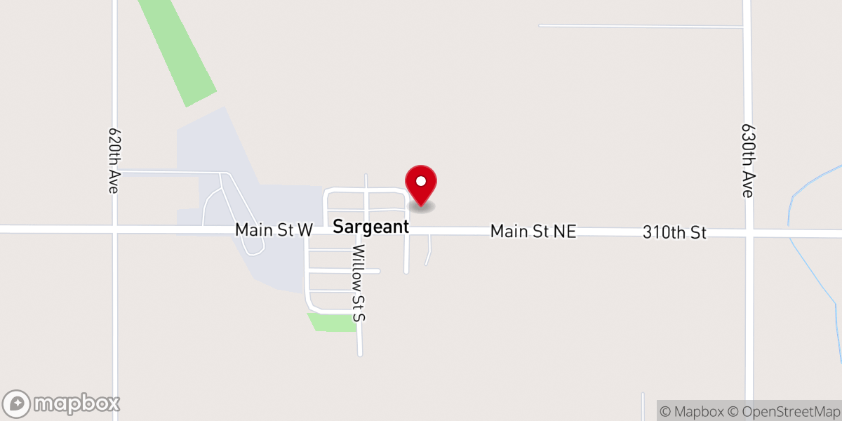 Map showing location of Sargeant United Methodist Church
